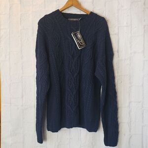 VINTAGE NWT WOODSTOCK BY BERNARD Navy Fisherman Sweater Large Unisex